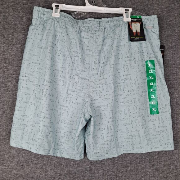 Eddie Bauer Light Blue Fish Print Volley Swim Trunk Shorts NWT MENS Size XL - Picture 2 of 9